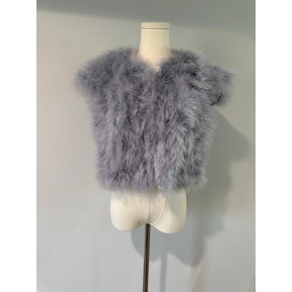 BHLDN Jocelyn Real Feather Wedding Shrug – Ice Gray, Size Medium (NWT) - Picture 1 of 6